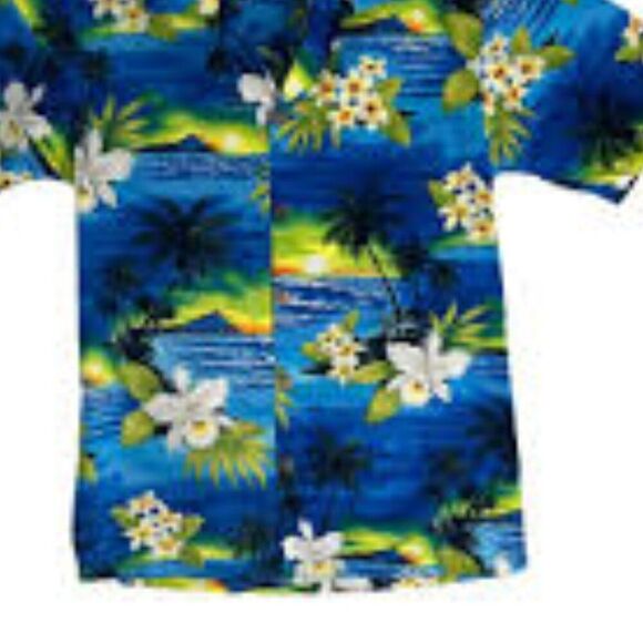 Favant Blue Hawaiian Shirt for Men Vibrant Floral Tropical Short Sleeve Medium - Picture 4 of 10